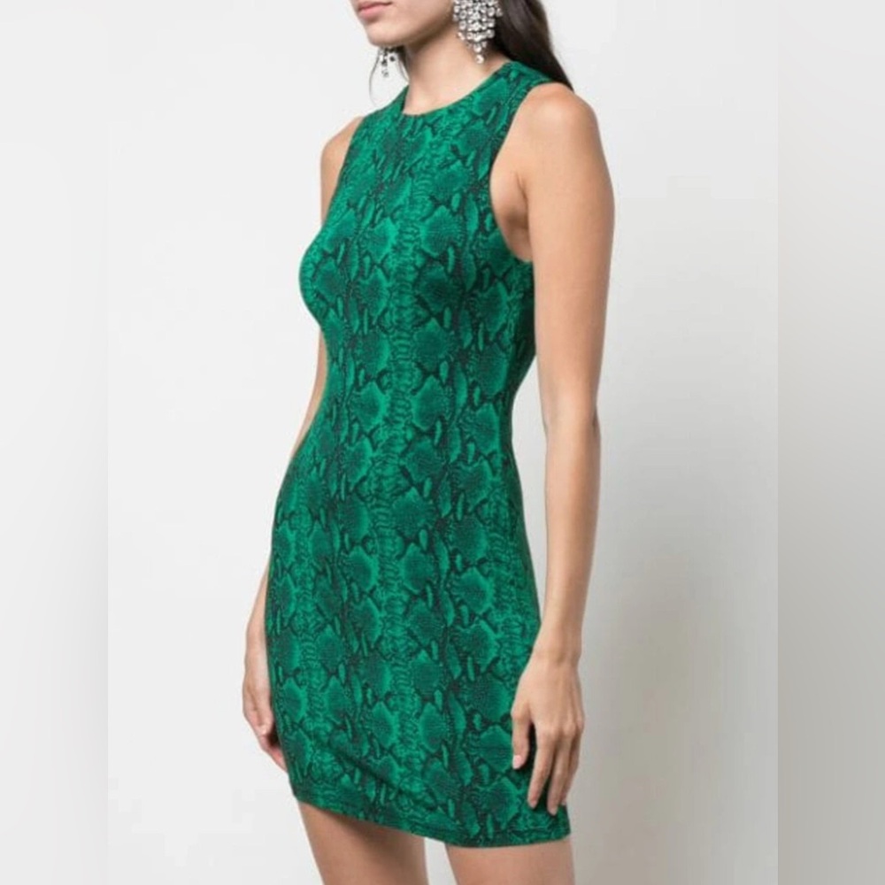 Alice + Olivia Emerald Snake Print Mini Dress Size 4 New With Tags
